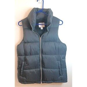 Old Navy Quilted Puffer Vest Womens M Black Zip Pockets Mock Neck Lightweight